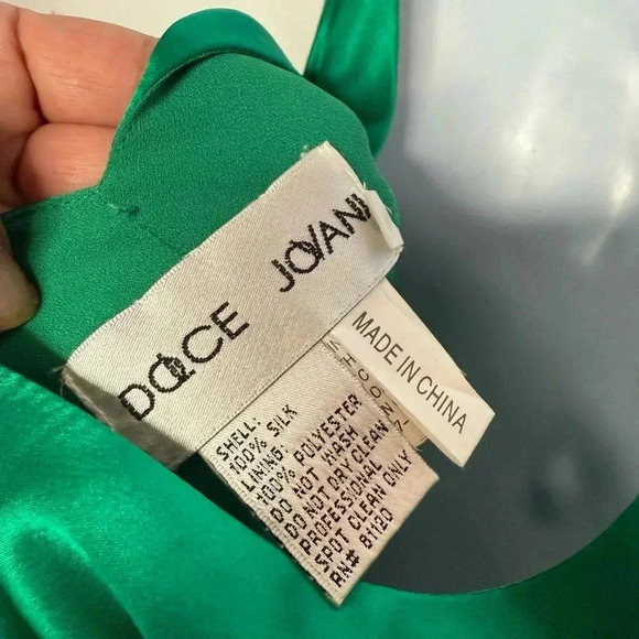 Vintage Dolce Jovani 100% Silk Green Slip Dress Size 4 - Picture 10 of 10